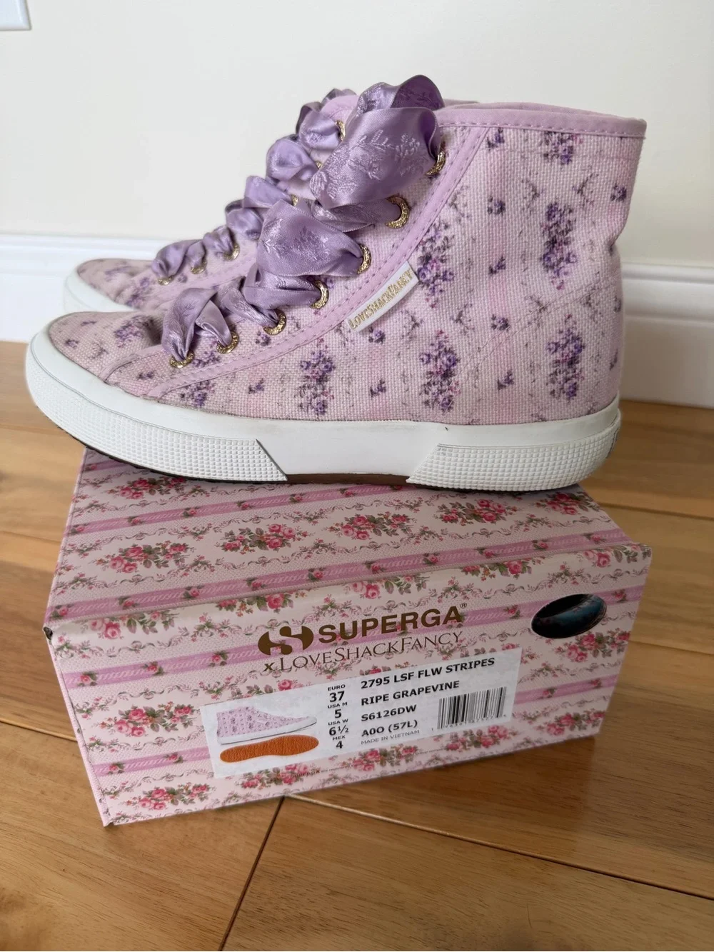 Superga Loveshackfancy Lavender Floral High-Top Sneakers